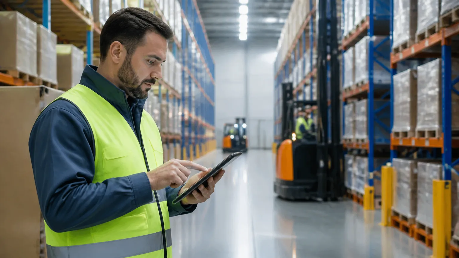 Operação de armazém utilizando integrações com ERP e TMS para gestão de estoque.