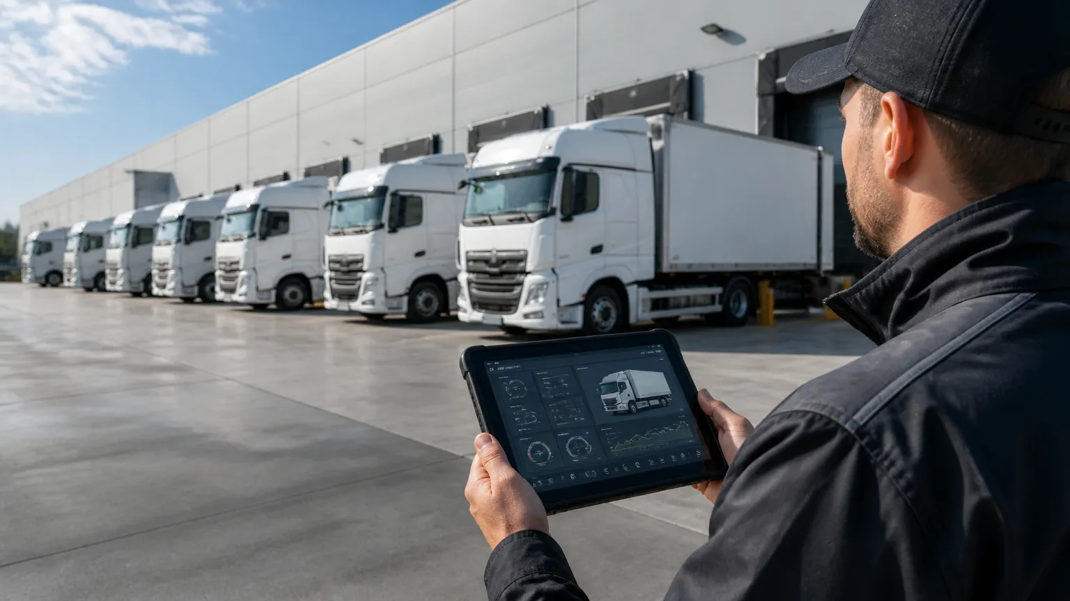 Supervisão operacional de frotas de caminhões integrada com software TMS.