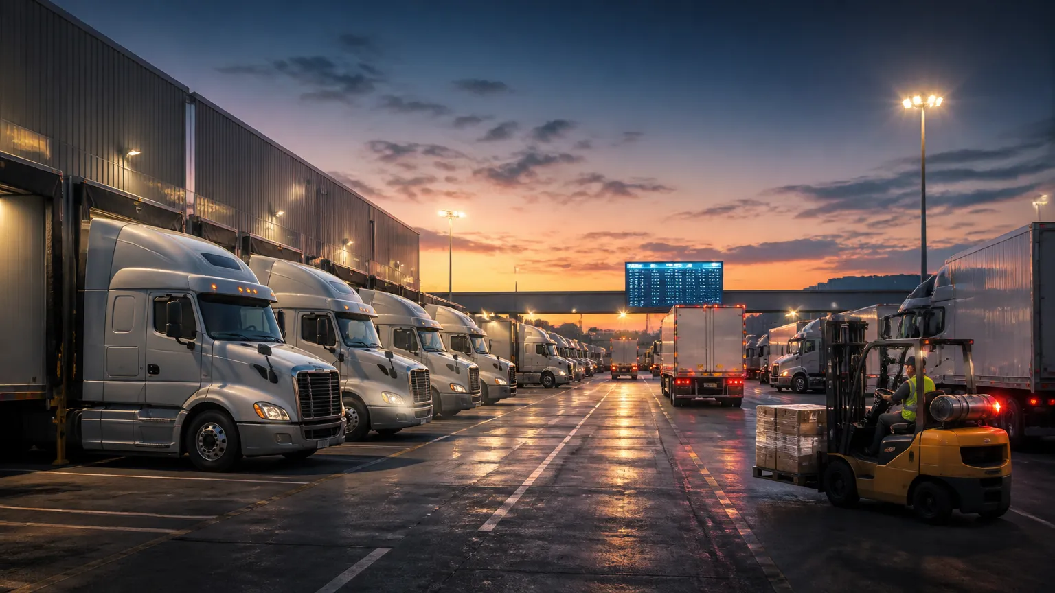 Pátio logístico conectado através de integrações com ERP e TMS avançadas.